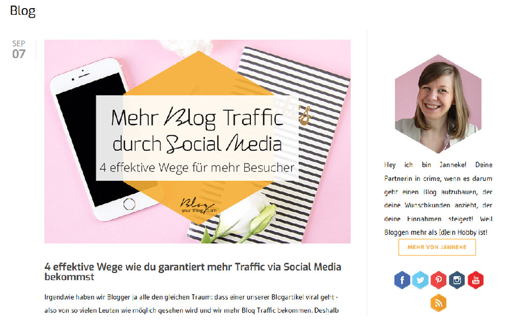 Screenshot "Blog your Thing"