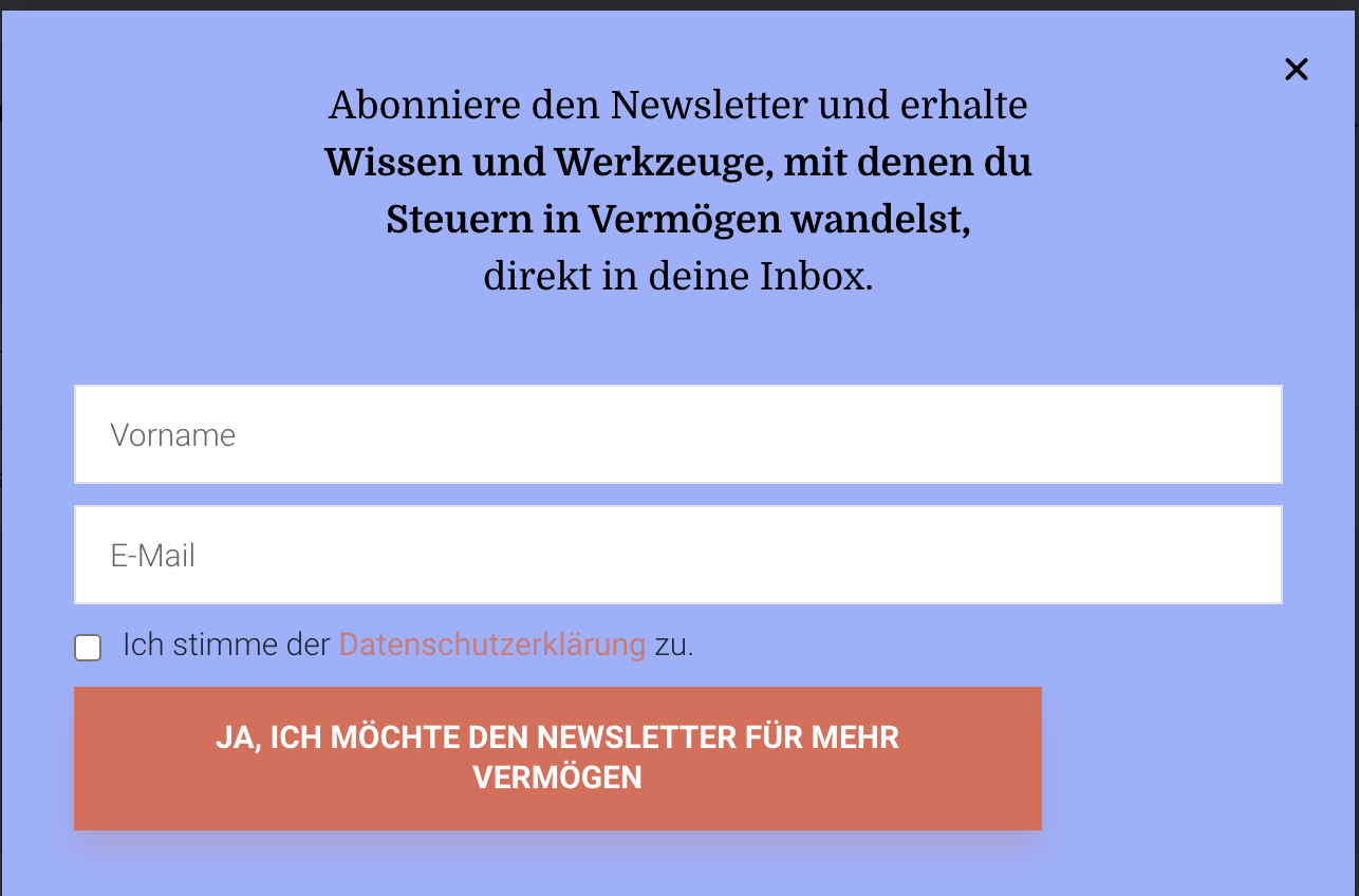 Beispiel Optin, um E-Mail-Liste aufzubauen